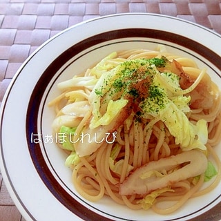 キャベツとちくわのオイスターソース焼きそば風パスタ